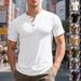 Summer New American Style Casual Men's Slim Fit Muscle Bamboo Henley Short Sleeve T-Shirt_viptrois.com