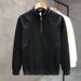 Men's Stand Collar Half-Zip Sweatshirt – Trendy Minimalist Pullover With Long Sleeves (M-3XL, White/Black)_viptrois.com
