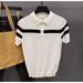 Men's Clothing Simple Striped Contrast Color Knitted T Shirt Ice Silk Polo Shirt Casual Versatile Elastic Breathable Collar T Shirt_viptrois.com