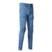Men's Clothing same style cat whisker wrinkled blue patchwork hole elastic slim fit skinny jeans jeans_viptrois.com