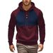 Autumn And Winter New Casual Men's Hooded Sweatshirt Contrast Color Stitching Plus Velvet Jacket Men_viptrois.com