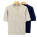 Men's Clothing Men's Soft Cable Knit Short Sleeve T-Shirt Old Fashioned Mature Elegant Style For Formal & Casual_viptrois.com