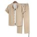 Men's Clothing New Spring And Summer Men's Short Sleeved Shirt Trousers Suit Men's Casual Stand Up Collar Shirt_viptrois.com