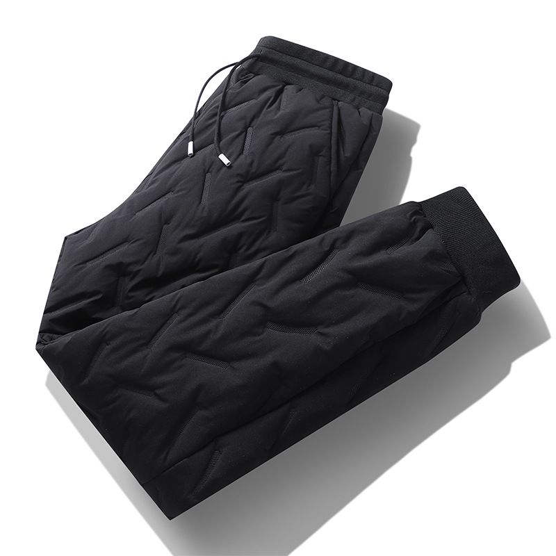 "Men's Fleece-Lined Winter Pants – Thickened Polyester Thermal Joggers With Elastic Waist (Black, M-5XL)"_viptrois.com