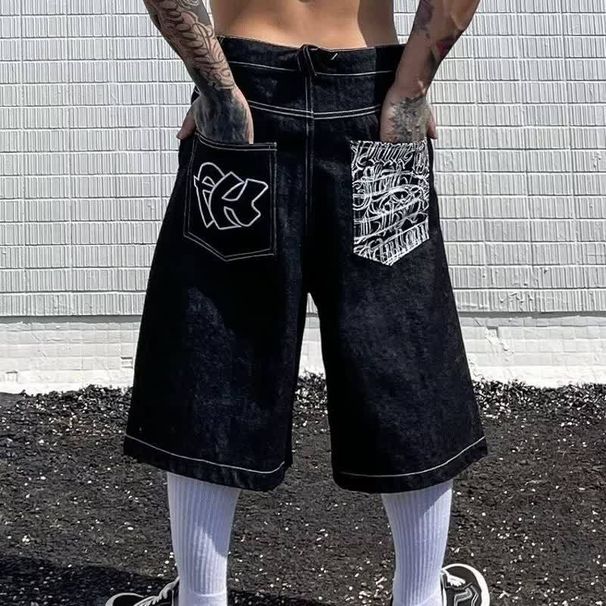Men's Loose Fit Washed Denim Shorts - Vintage American West Coast Style Casual Summer Short Pants_viptrois.com