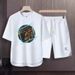 Men's Clothing 2024 Waffle Casual Summer Suit Loose Teen Short sleeved T shirt Shorts Handsome Two piece Suit_viptrois.com