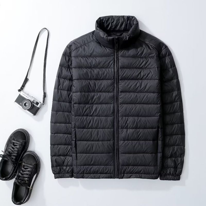 "Ultra-Thin Stand Collar Down Jacket For Men – Lightweight Winter Coat (M-6XL), Black/Royal Blue/Burgundy/Navy/Grey/Army Green"_viptrois.com