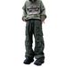 Men's Retro Fashion Casual Trousers Loose Straight Wide Leg Overalls Multi Pocket_viptrois.com