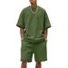 Men's Clothing Summer Large Version Sports Suit Leisure Loose Short Sleeved T Shirt Shorts_viptrois.com