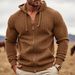 Men's Waffle-Knit Zip-Up Hoodie - Heavyweight Vintage Contrast Collar Streetwear Sweatshirt_viptrois.com