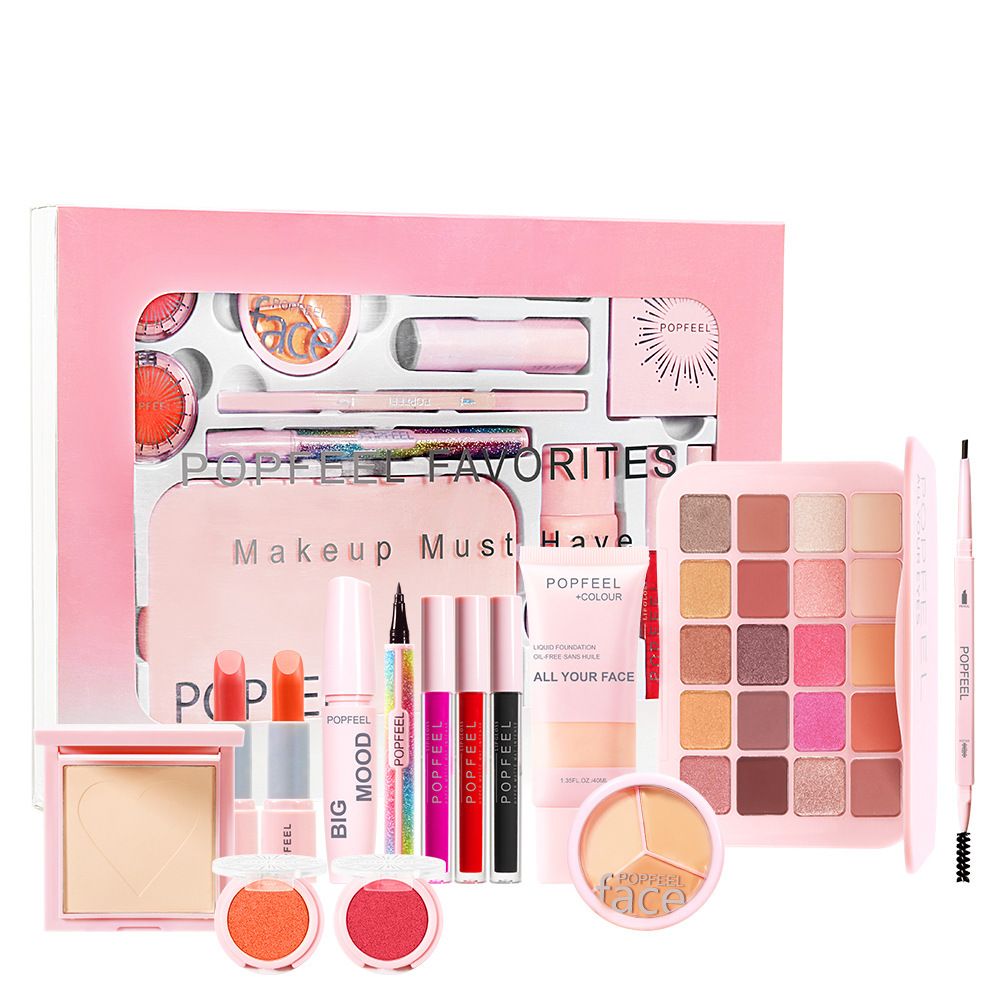 Sets Popfeel Makeup Set Combination Eye Shadow Blush Lipstick Eyeliner Holiday Gift Package Cosmetics_viptrois.com