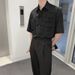 Men's Clothing Woven Short Sleeved Shirt Red Five Point Sleeve Shirt Handsome Outer Wear_viptrois.com