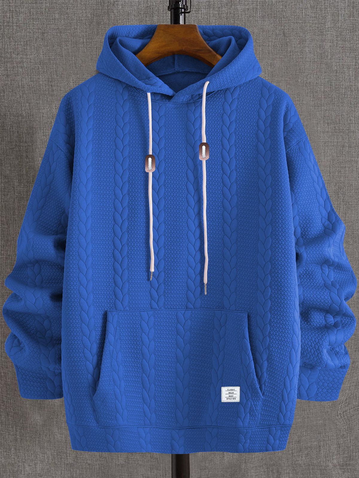 Men's Clothing Autumn And Winter New Men's Large Size Casual Style Jacket Jacquard Hooded Sweatshirt Lace Up Long Sleeved Knitted Men_viptrois.com