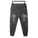 Large Size Men's Clothing, American Foreign Trade Jeans, Men's Trendy Brand Loose Splicing Leggings, Men's Fat Man, Tooling Pants_viptrois.com