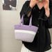 Women's Handle Bags Pink Tweed Hand-held Cotton Thread Woven Bag, Fresh And Light Hand-carried Women's Bag, Vacation Beach Bag, Storage Bag_viptrois.com