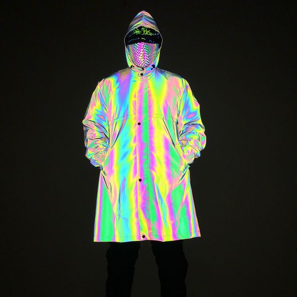 Men's Clothing long colorful reflective raincoat adult men and women large size windbreaker outdoor zipper raincoat_viptrois.com