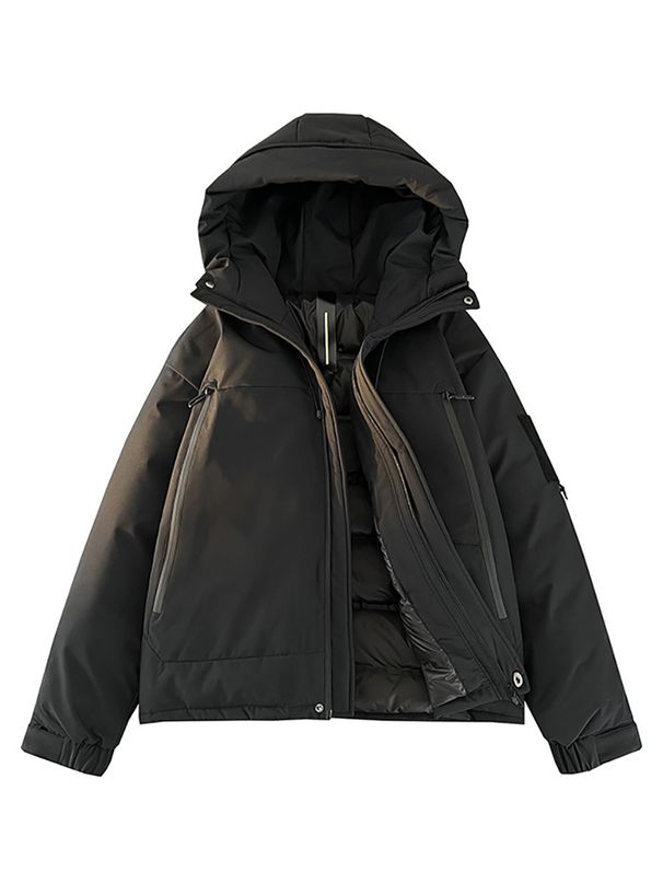 700FP Unisex Hooded Down Jacket – 90% White Duck Fill, Oversized Fit, Winter-Ready (Black/Yellow/Cream, M-3XL)_viptrois.com