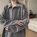 Pure Two-Piece Long Sleeve T-Shirt Knitted Polo Men's Loose Fit Plus Size Spring Autumn Turn-Down Collar Sweatshirt_viptrois.com