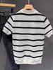 Men's Color Blocked Striped Polo Shirt Short Sleeved Slim Fit Business Casual Ice Silk Knitted Collared T-Shirt Summer_viptrois.com