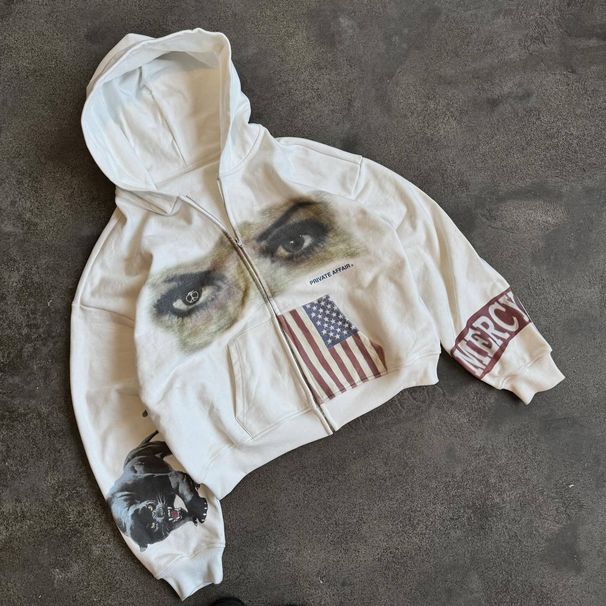 Men's Clothing Spring Flag Men And Women Beautiful Street Loose 3D Three Dimensional Printing Street Wear_viptrois.com