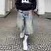 Men's Clothing Retro Washed High Street Denim Shorts For Men And Women Straight Wide Leg Distressed Loose Casual Versatile Seven Points_viptrois.com