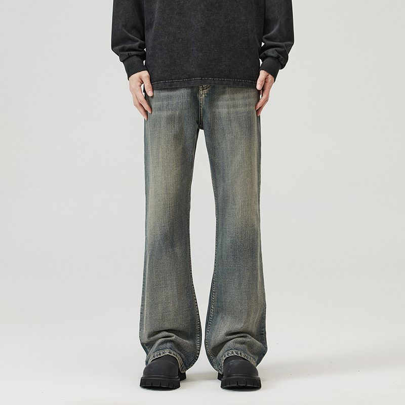 Men's Clothing Vintage American Style Bamboo Knot Flared Jeans For Men & Women | High Street Vibe Casual Pants | Black & Retro Blue | S-3XL_viptrois.com
