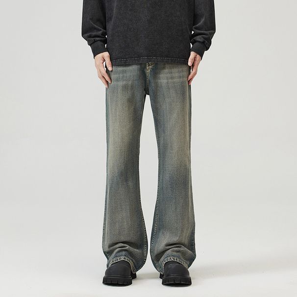Men's Clothing Vintage American Style Bamboo Knot Flared Jeans For Men & Women | High Street Vibe Casual Pants | Black & Retro Blue | S-3XL_viptrois.com