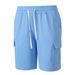 Men's Clothing Men's Trendy Versatile Solid Color Elastic Waist Pants With Large Pockets Outdoor Workwear Style Five-Point_viptrois.com