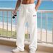 Men's Clothing Workwear Solid Color Multi Pocket Cargo Jogger Pants - Casual Multi-Pocket Loose Fit Tapered Pants In Pure Cotton Linen (White, Beige)_viptrois.com