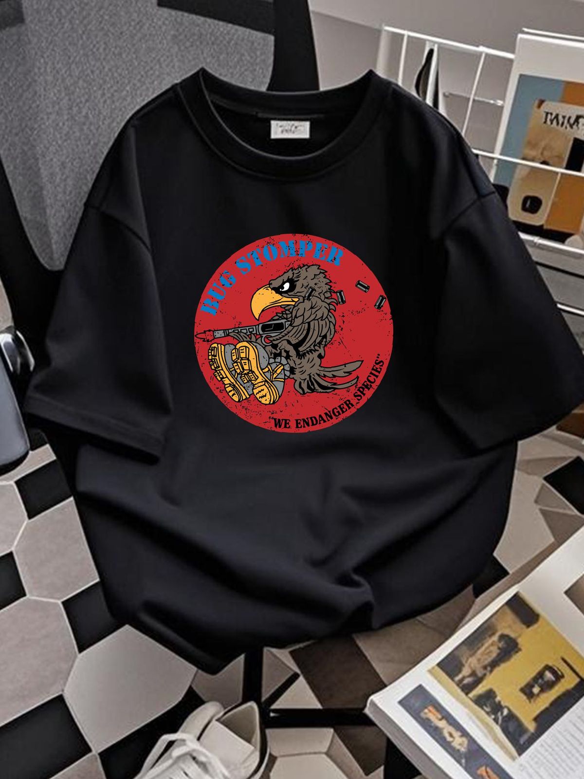 Bug Stomper Classic T-Shirt Summer Graphic Slightly Breathable Stylish Designer Clothes Versatile Comfortable Stretched Homme Unisex Fashion_viptrois.com