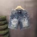 Men's Clothing Painted Graffiti Denim Shorts Men's Heavyweight Trend Handsome Scratched Hole Washed Shorts Men_viptrois.com