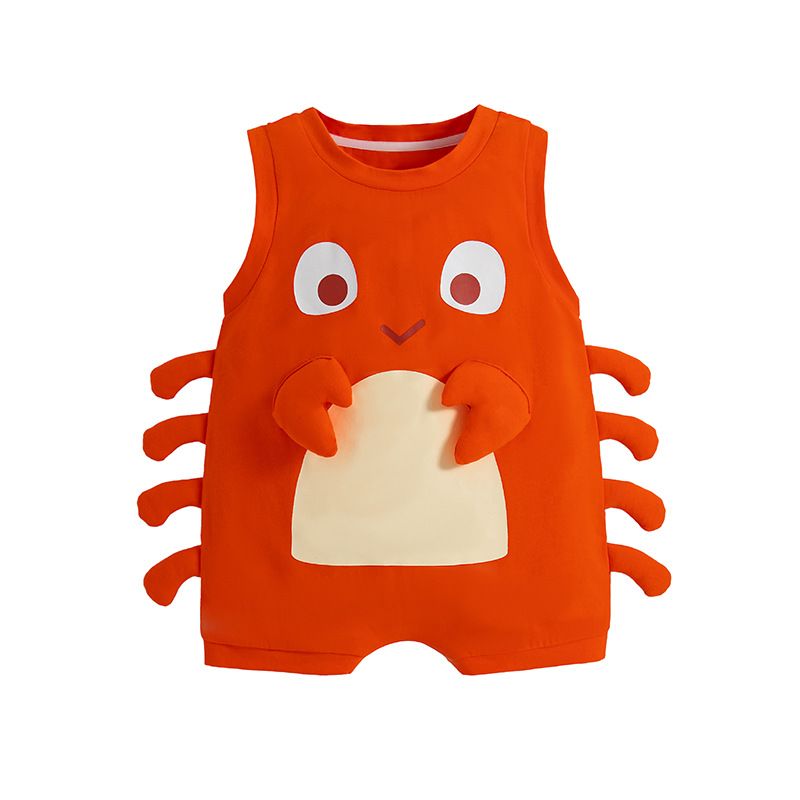 0 3 Years Old Baby Summer New Sleeveless One Piece Romper Small Crab Shape One Piece Romper_viptrois.com