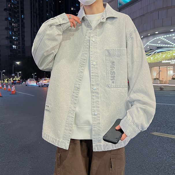 Youth Spring And Autumn New Denim For Men 2025 Trendy Handsome Checkered Shirt Jacket Casual Top_viptrois.com
