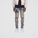 Men's Clothing High Street Fashion Trend Men's Jeans Blue Slim Fit Elastic Patch Print Design Foreign Trade Wholesale Jeans Men_viptrois.com