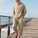 Men's Clothing Men's Long Sleeved Hooded Shirt Loose Trousers Beach Leisure Suit_viptrois.com