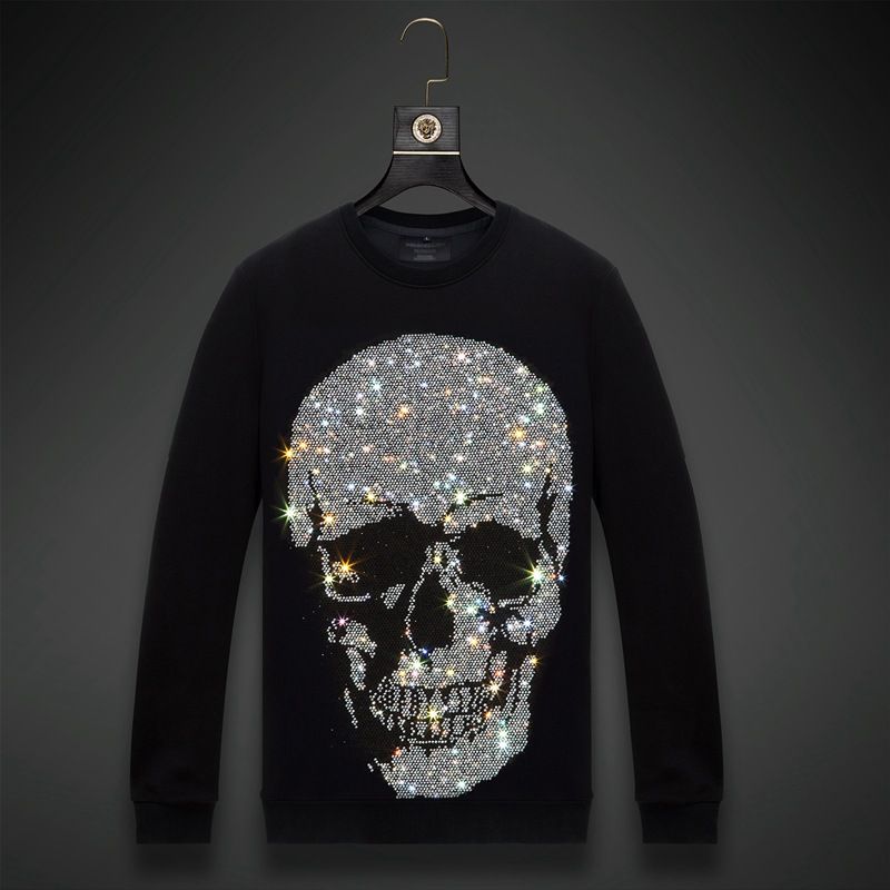 Man's Clothing Men's Skull Iron Drill Hoodie Crewneck Fashion Clothes Fashion Brand Top Men_viptrois.com