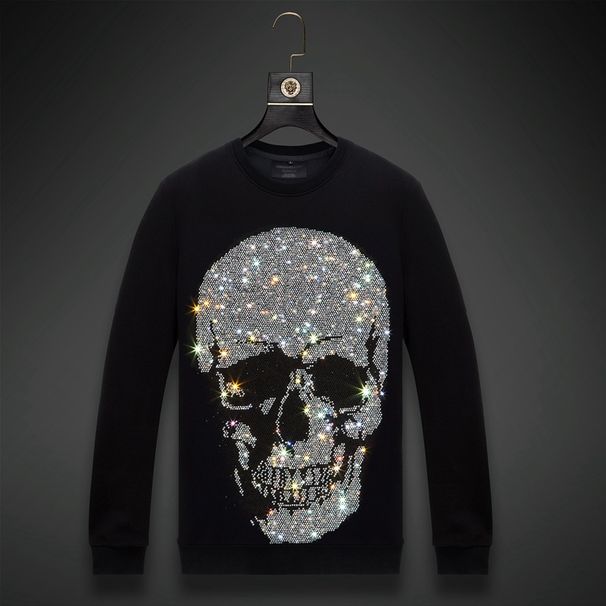 Man's Clothing Men's Skull Iron Drill Hoodie Crewneck Fashion Clothes Fashion Brand Top Men_viptrois.com
