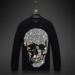 Man's Clothing Men's Skull Iron Drill Hoodie Crewneck Fashion Clothes Fashion Brand Top Men_viptrois.com