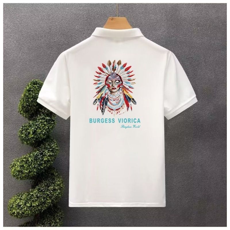 Men's Trendy Short Sleeve Polo Shirt Summer Thin Printed T-Shirt Youthful Fashion Casual Turn Down Design Top For Men_viptrois.com