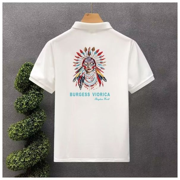 Men's Trendy Short Sleeve Polo Shirt Summer Thin Printed T-Shirt Youthful Fashion Casual Turn Down Design Top For Men_viptrois.com