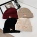 Korean Cute Dog Embroidered Girls in Autumn and Winter to Keep Warm, Show off Face, Small Ear Protector, Knitted_viptrois.com