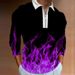 Flame 3D Printed Long Sleeve Men's Polo Shirt_viptrois.com