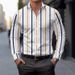 Hot Selling Men's Casual Shirt With Lapel In Spring And Autumn, Thin Style, Multi Color Line Design, Comfortable And Breathable_viptrois.com