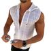 Men's Clothing Sleeveless Hooded Zipper Cardigan T Shirt Men Summer Cool New Fashion Plaid Sleeveless T Shirt Men's Lapel_viptrois.com