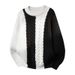 Unisex Contrast-Color Knit Sweater – Oversized Crewneck Pullover (Black & White/Coffee/Muted Grey, M-4XL, 90% Polyester Cozy Fit)_viptrois.com