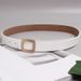 Korean style simple and versatile square buckle cowhide belt for women, decorative jeans, jacket, fashionable and casual waist belt_viptrois.com