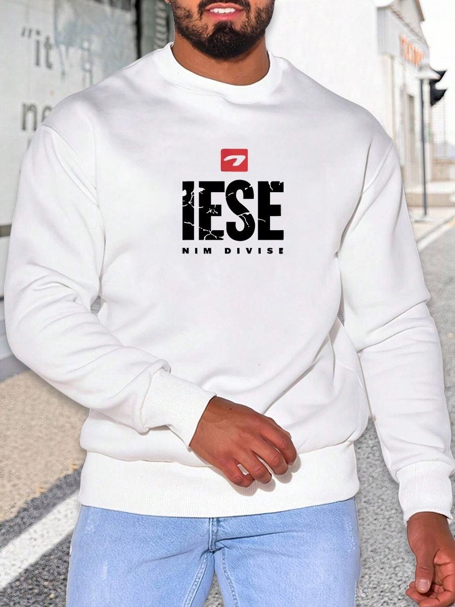 Polar Fleece Solid Color Round Neck Sweater Mens Candy Cotton Long Sleeve Working Clothes_viptrois.com