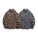 Street Plaid Contrasting Long Sleeved Shirt For Men And Women, Retro Loose Style Couple Casual Jacket_viptrois.com