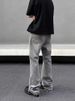 Men's Clothing High Street Washed Gray Straight Tube Slightly Flared Cleanfit Pants Trendy_viptrois.com