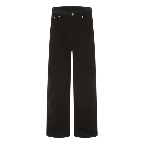 Men's Jeans Solid Color Basic Simple Commuter American Street Style Loose Versatile Straight Casual Long Pants_viptrois.com